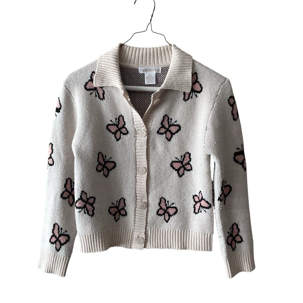Maddie & Michelle Butterfly Patterned Cardigan